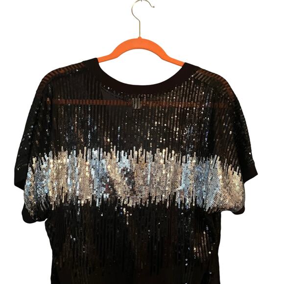 INC International Concepts V-neck Shirt Top Sparkly Semi-sheer L Holiday Party - Picture 6 of 8